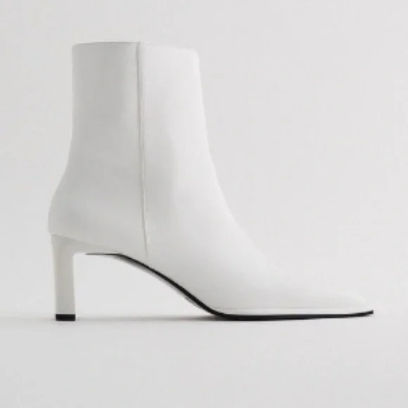 NEW!!! Zara White Vegan Leather Booties Size 42 - Picture 4 of 12